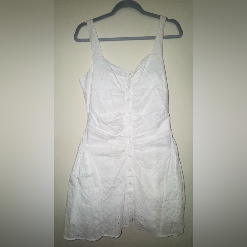 All in Favor white ruched sleeveless dress NWT